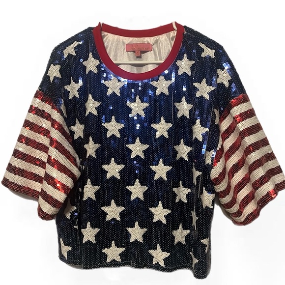 Simply Southern Preppy Sequins USA top T-Shirt - Picture 1 of 10